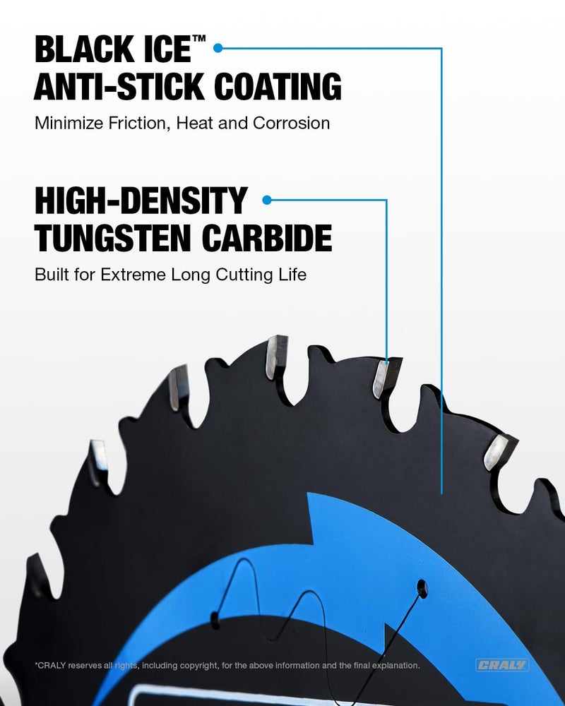 CRALY 5-1/2 Inch 36 Teeth Fine Finish Wood Cutting Circular Saw Blade, 10mm Arbor, Carbide Tipped, Thin Kerf, Black Ice™ Coating, for Plywood, MDF, OSB, Laminated, 2-Pack(C05536FF-2B) - Image 3